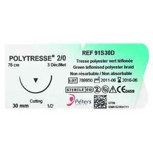 [93-895-98] SUTURE POLYTRESSE5/0 3/8 T16 75CM (36) PETERS