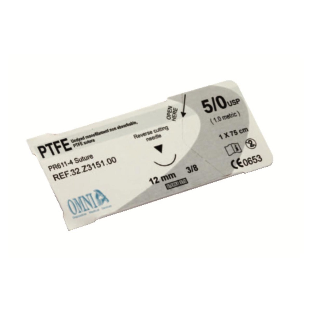 SUTURES PTFE 5/0 SHARP 12 MM 3/8 CERCLE (12) OMNIA