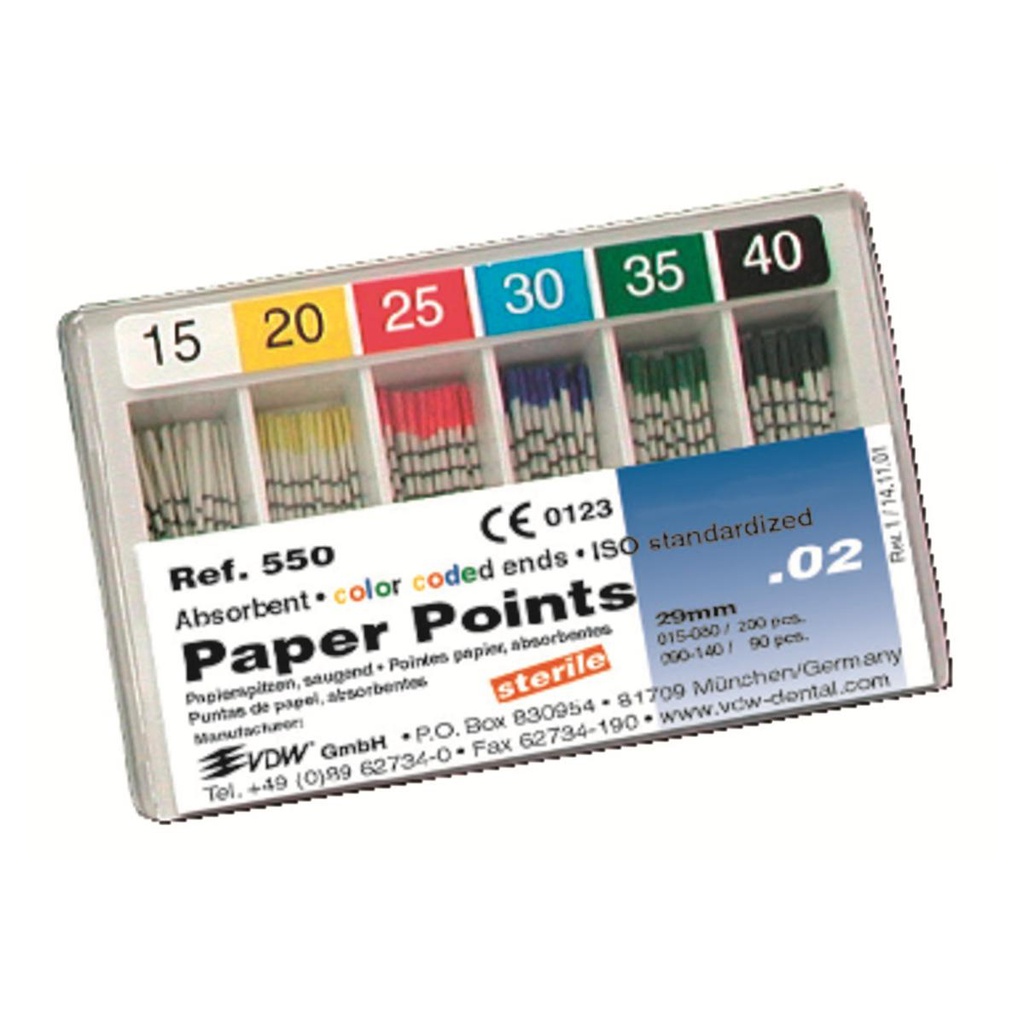 POINTES PAPIER STERILES 2% NO20 (120)          VDW