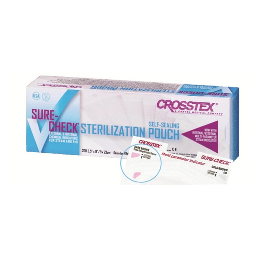 [722-90-98] SACHETS STE SURECHECK 6X10 CM (200)       CROSSTEX