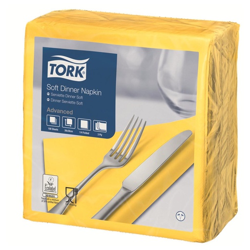 [794-92-98] SERVIETTES 33X33 JAUNES 2 PLIS (200) 477841   TORK